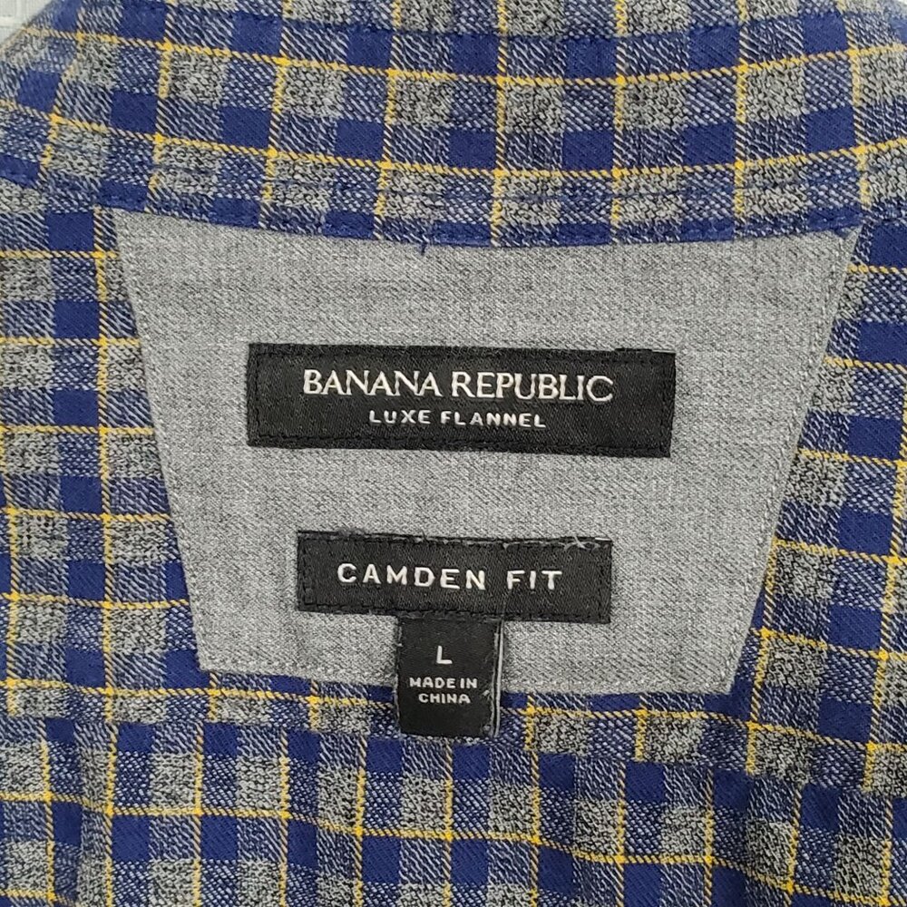 Banana Republic Mens L Shirt Luxe Flannel Camden Fit Plaid Button-Up Long Sleeve - Picture 8 of 9